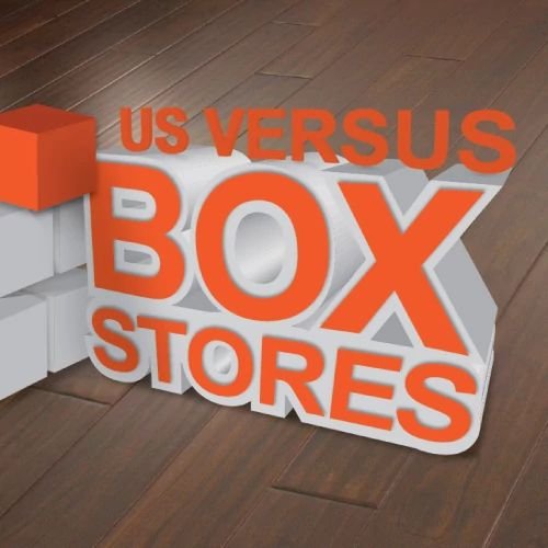 us vs box stores graphic from Carpet Studio & Design Inc. in Los Angeles, CA