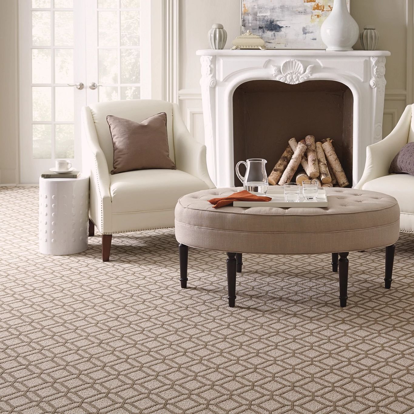 Living room with patterned anderson tuftex carpet from Carpet Studio & Design Inc. in Los Angeles, CA